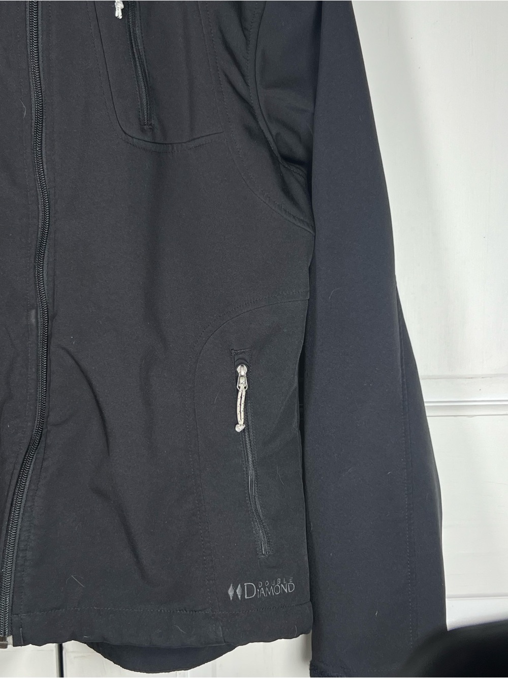 Double Diamond Jacket Womens Black Full Zip Soft Shell Outdoors Sz Large - Picture 3 of 11